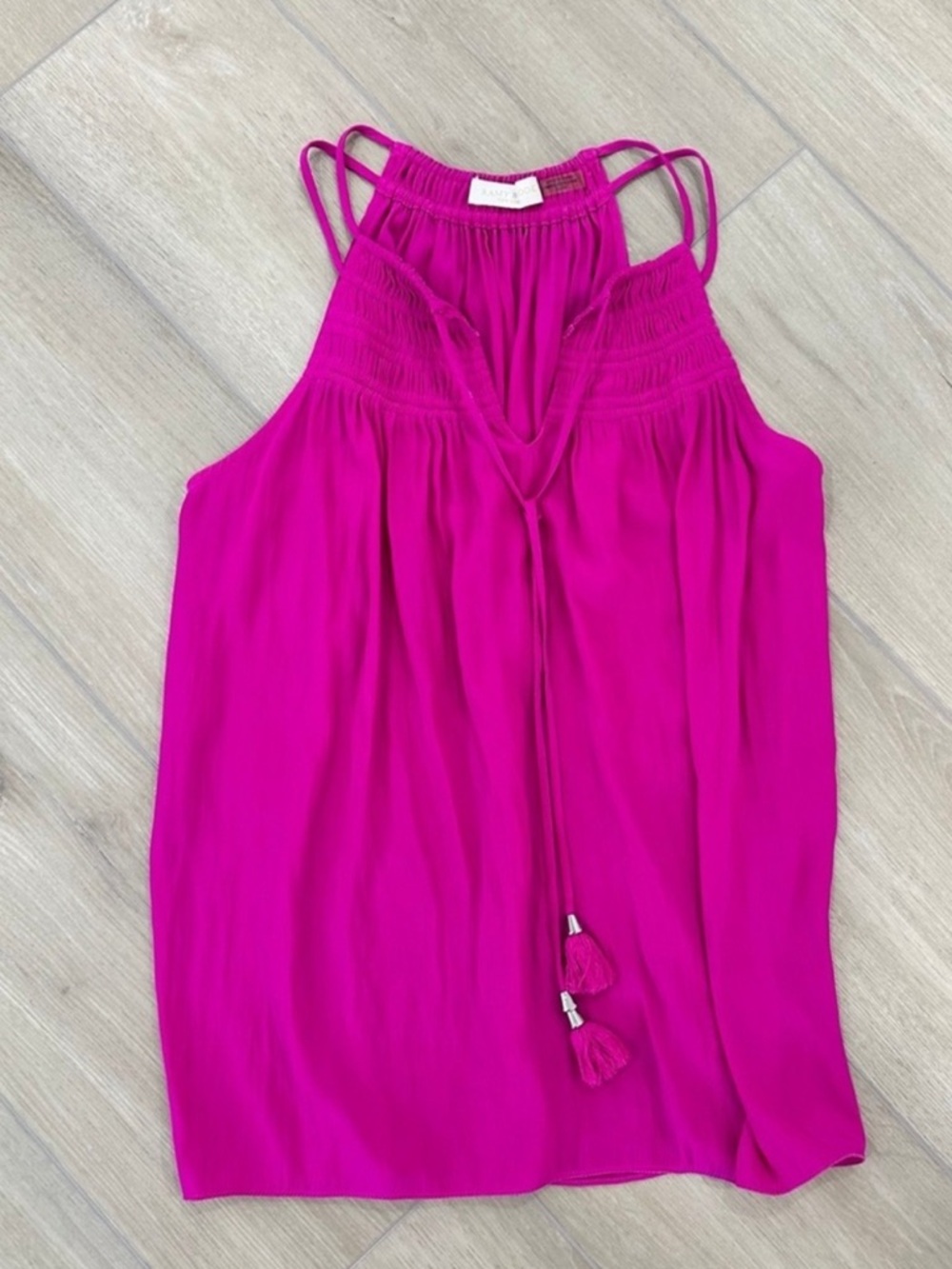 Ramy Brook Marissa pink sleeveless blouse tassel strappy fuchsia hot pink XS